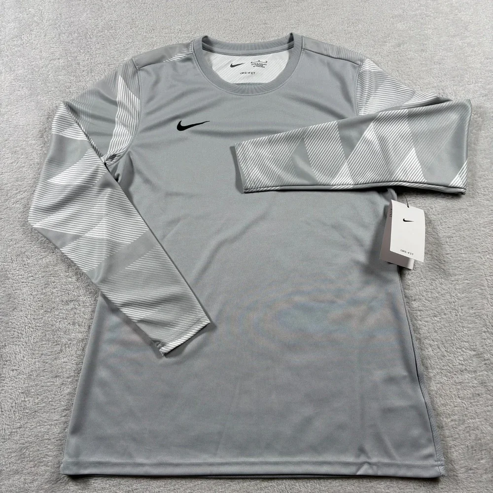 Nike Dri-Fit‎ Soccer Goalkeeper Shirt Womens Medium Gray Swoosh Logo Crewneck